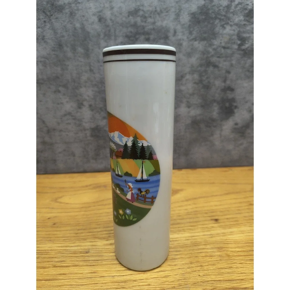Vintage Reutter Porzellan Porcelain Flower Vase West Germany Naive Design 7 Tall